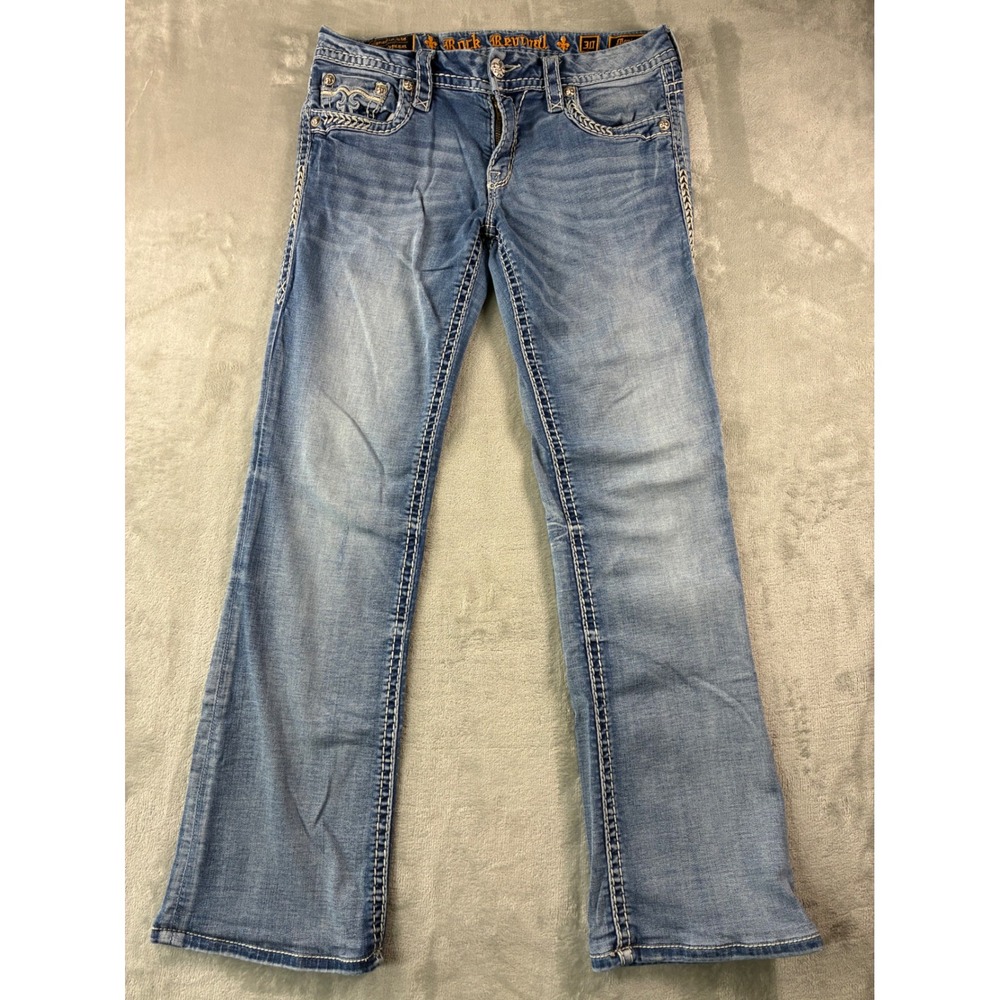 Rock Revival Monica Slim Bootcut Jeans Light Wash Western Denim 30 EP9070SBL